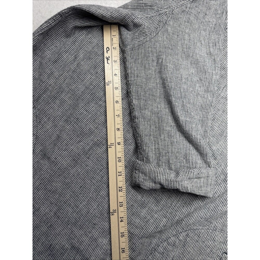 Duluth Trading Womens L Hemp Cotton Tunic Gray White Stripe Henley Long Sleeve - Picture 8 of 10